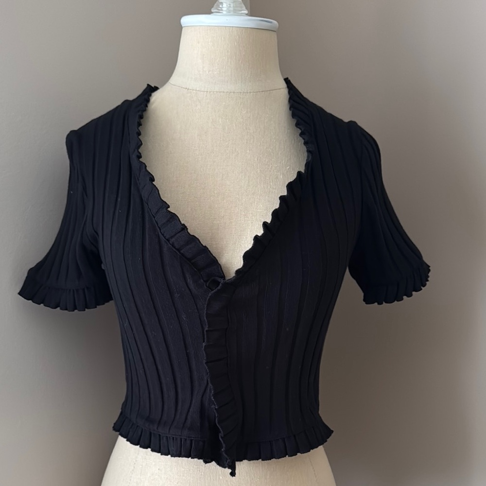 Black Ruffled Women's Top